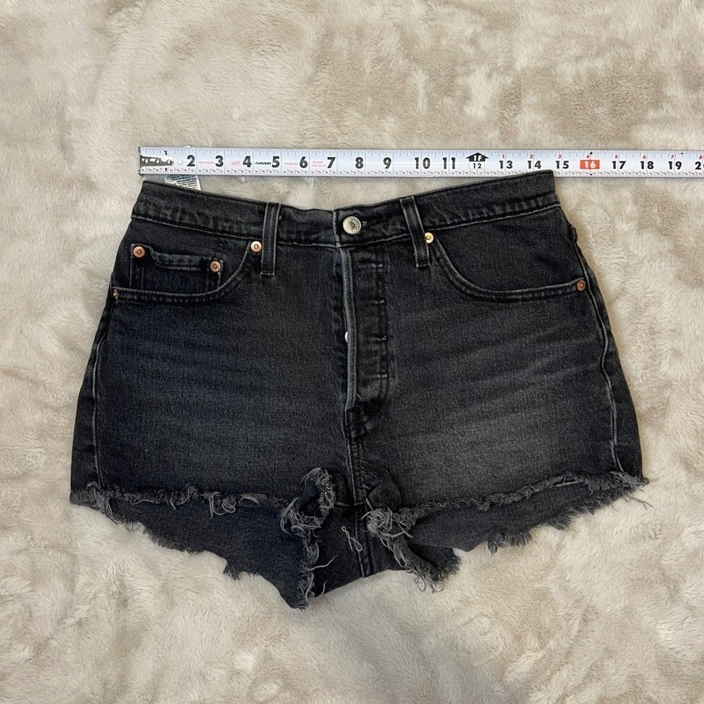 Levi's Womens 501 Original Denim Shorts Cut Off Button Fly Black 29